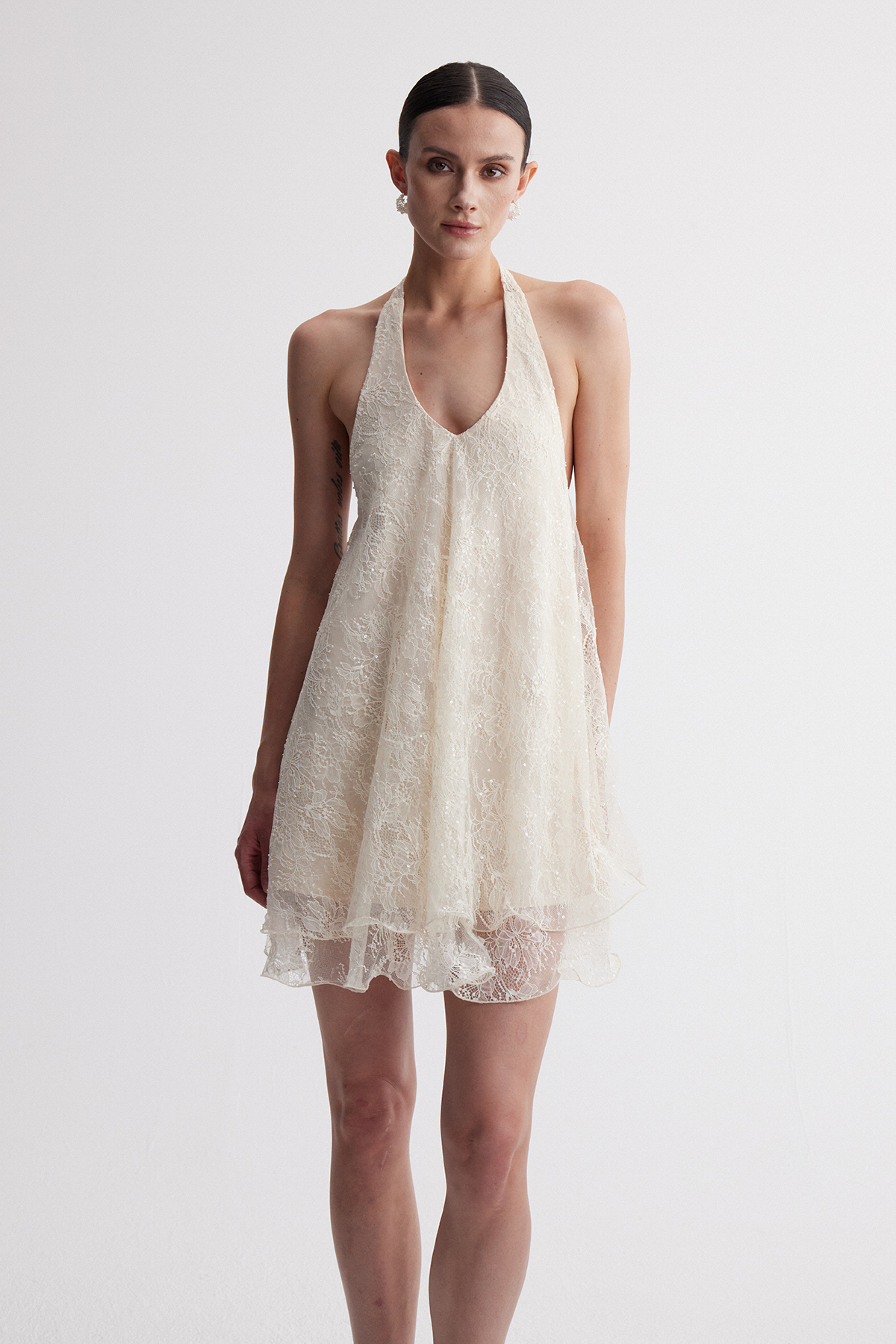 Ionathan Halter Neck Rhinestone Mini Dress