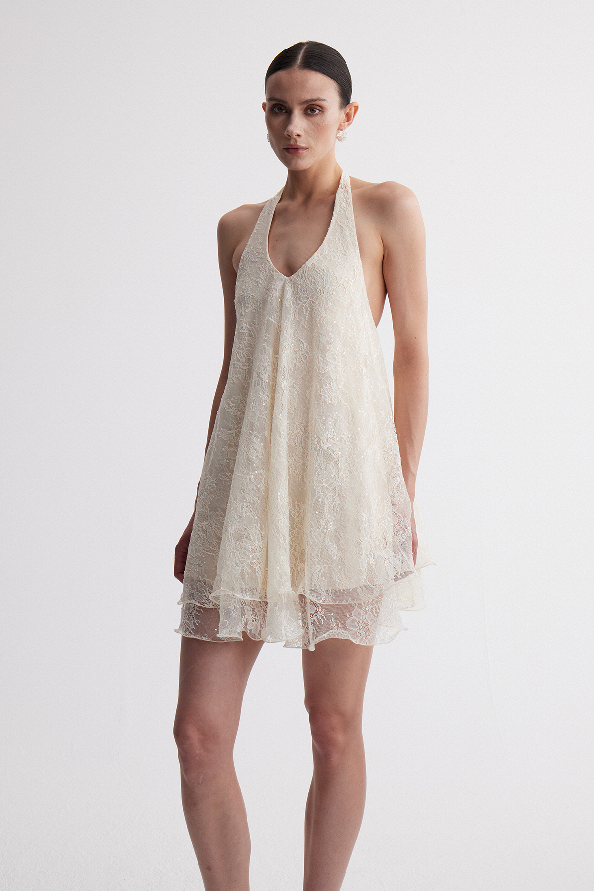 Ionathan Halter Neck Rhinestone Mini Dress