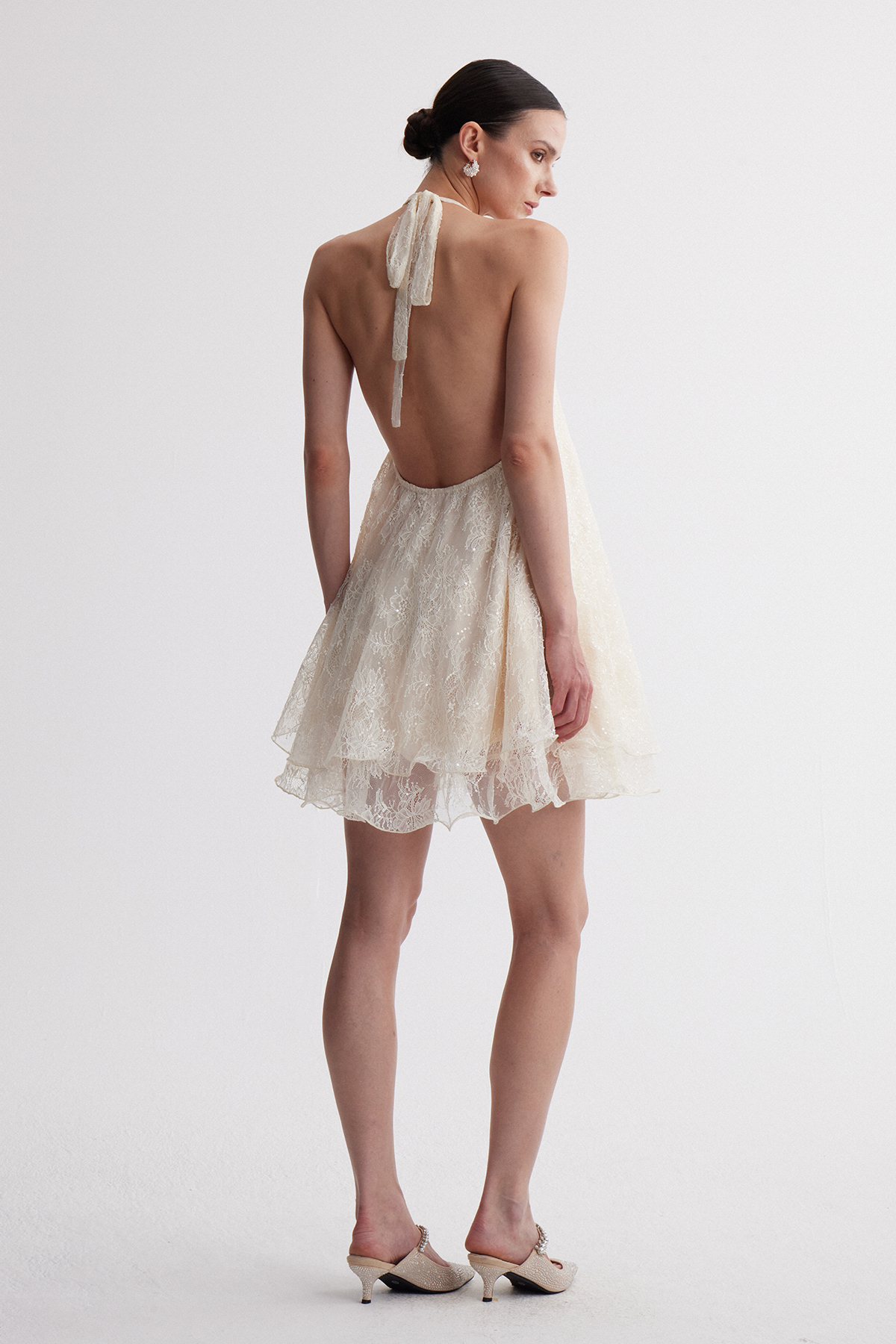 Ionathan Halter Neck Rhinestone Mini Dress