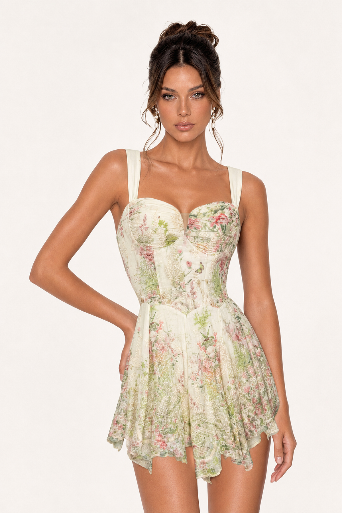 Ionela Print Sleeveless Ruffle Mini Dress