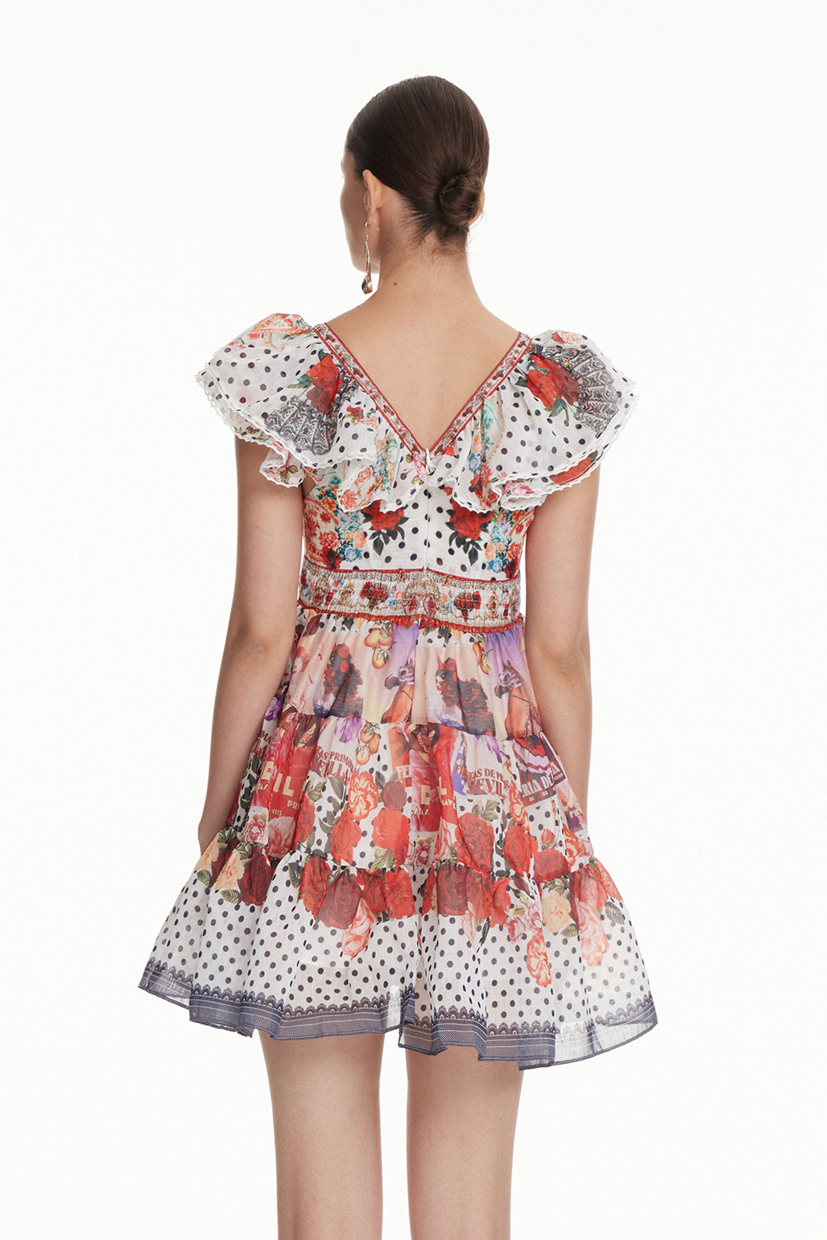 Ionica Ruffle Dot Print Mini Dress
