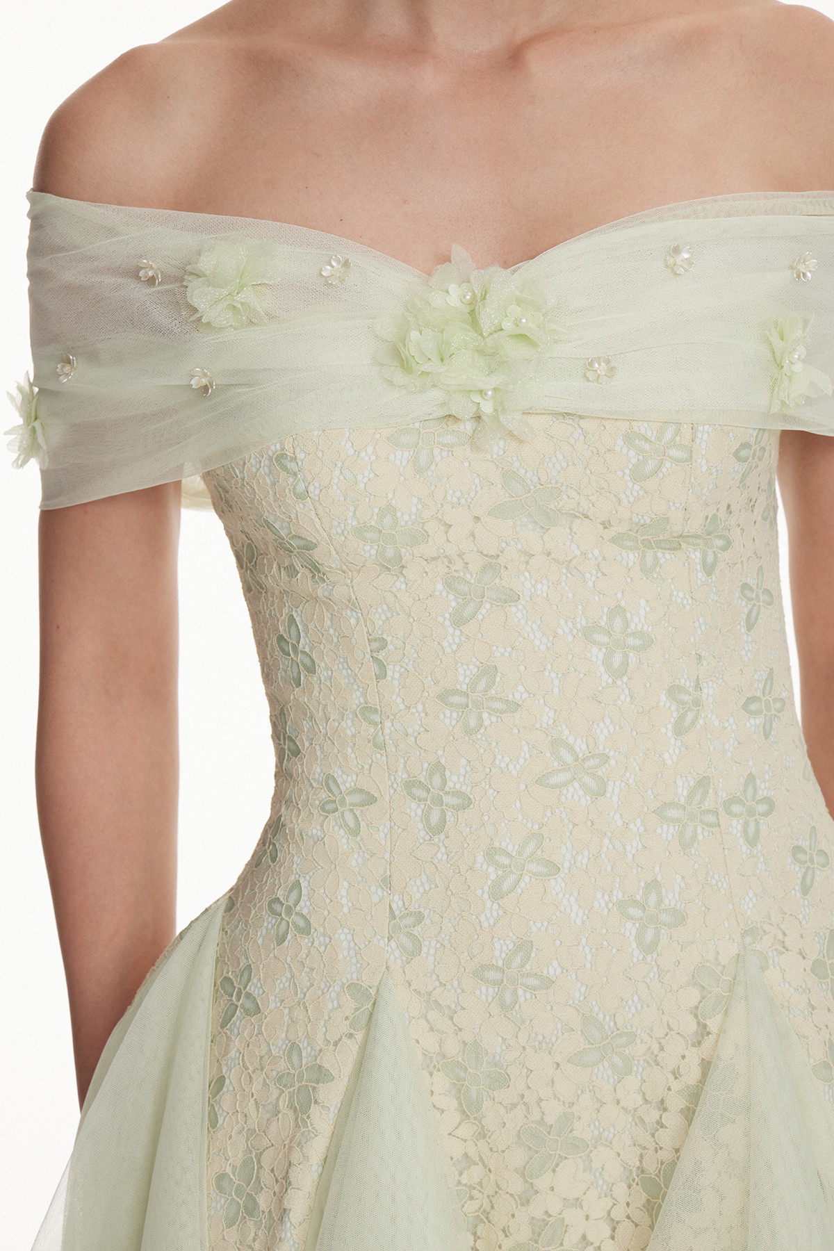 Iordanis Off Shoulder Flower Mini Dress