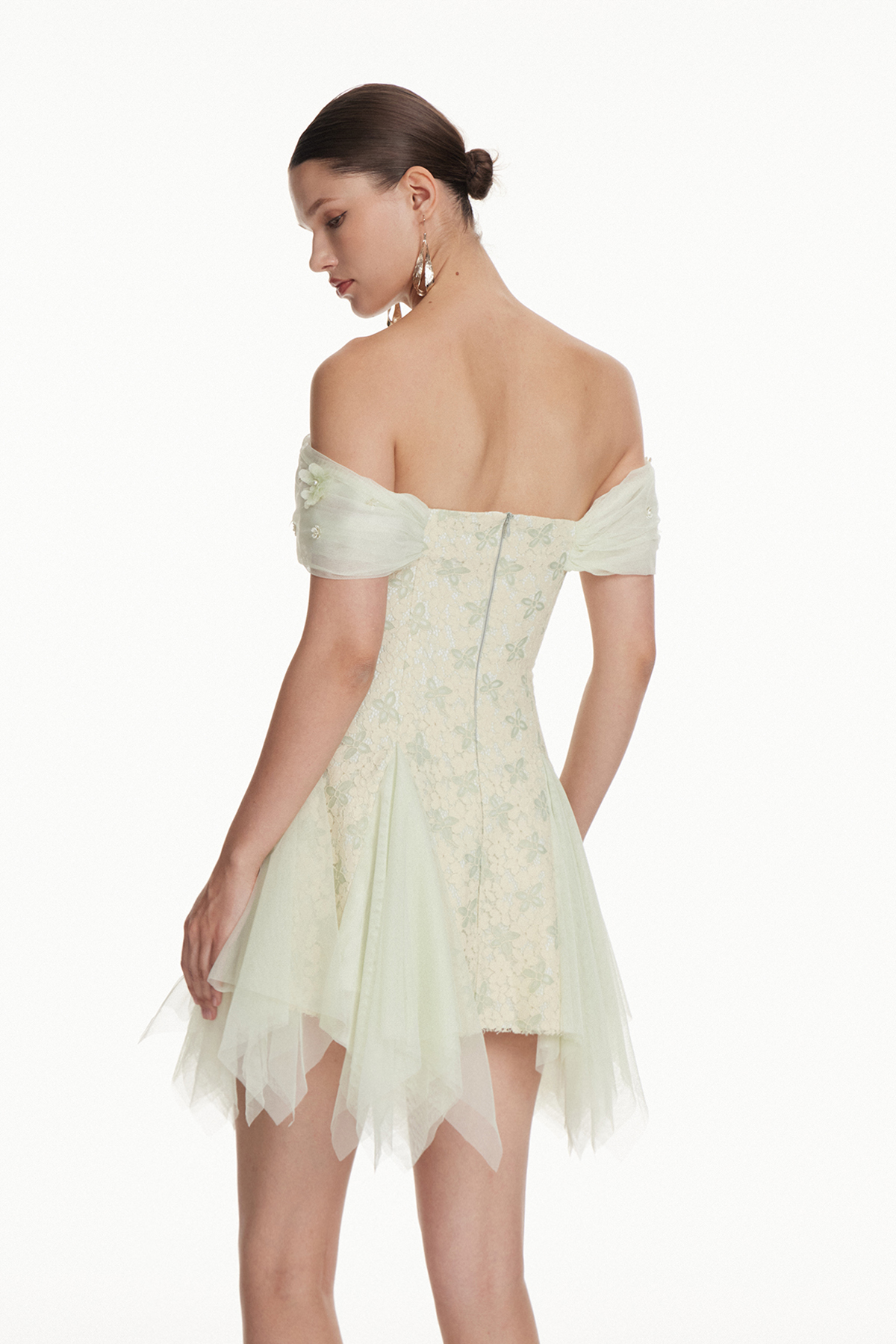 Iordanis Off Shoulder Flower Mini Dress