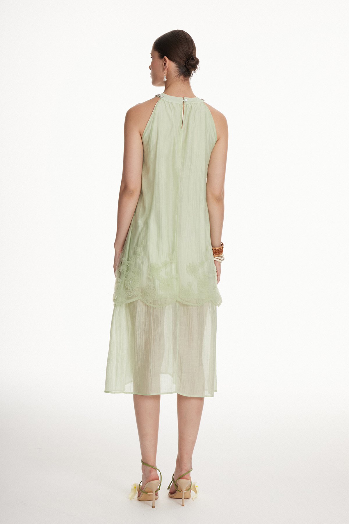 Iordanus Sleeveless Rhinestone Midi Dress