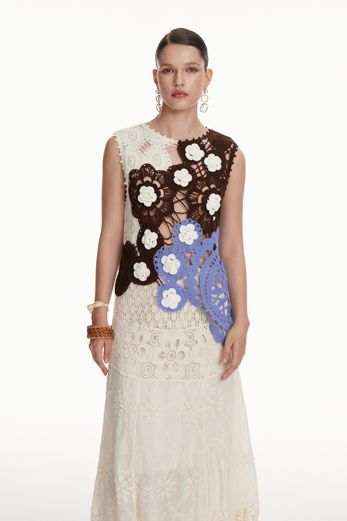 Iorwerth Crochet Flower Top In Black