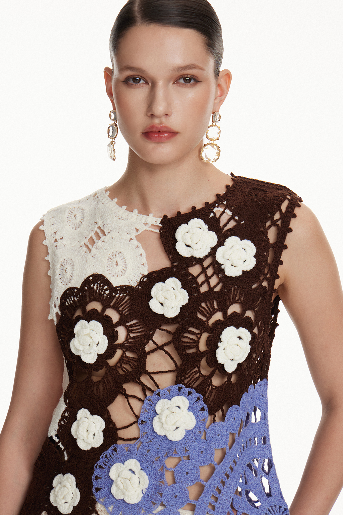 Iorwerth Crochet Flower Top In Black