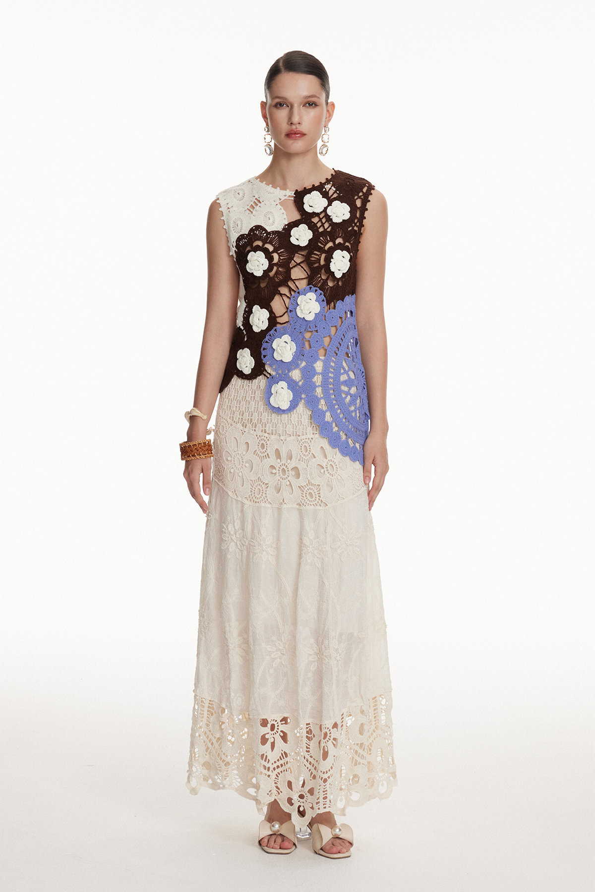 Iorwerth Crochet Flower Top In Black
