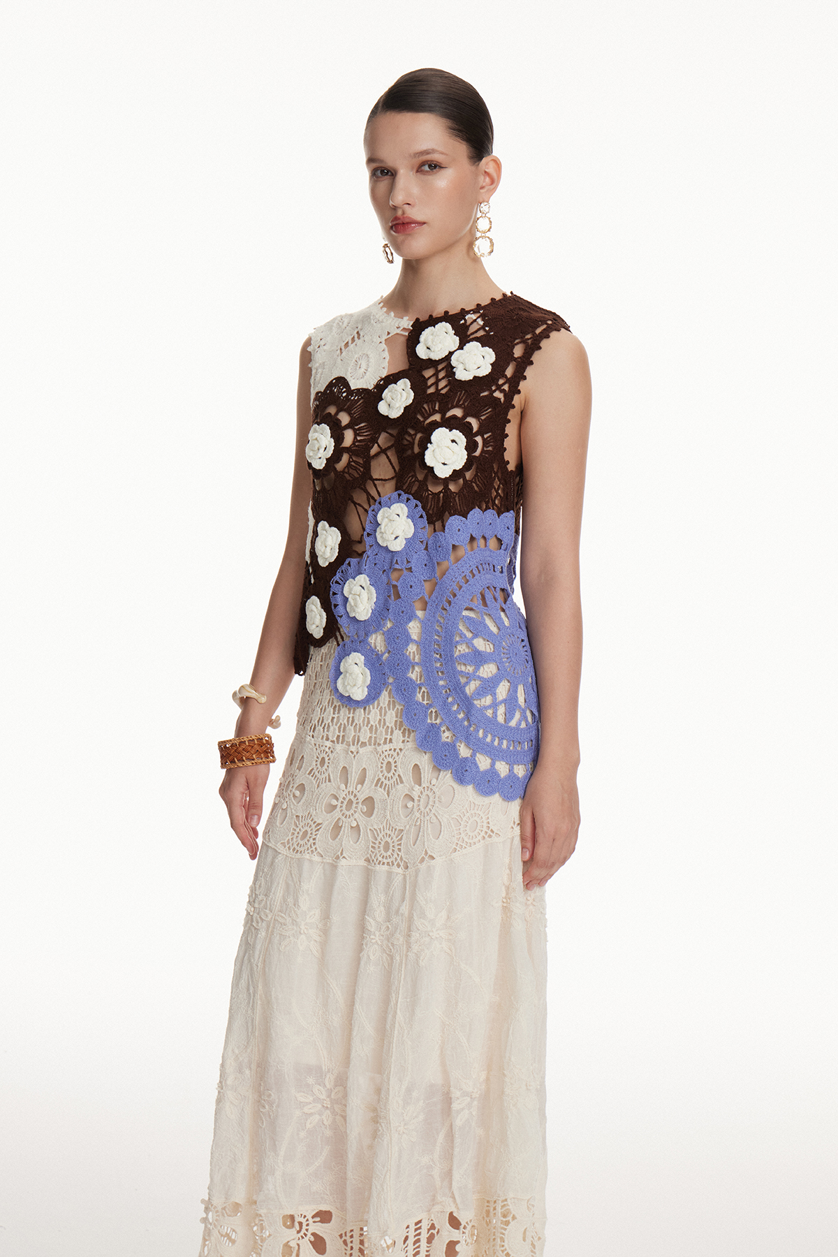 Iorwerth Crochet Flower Top In Black