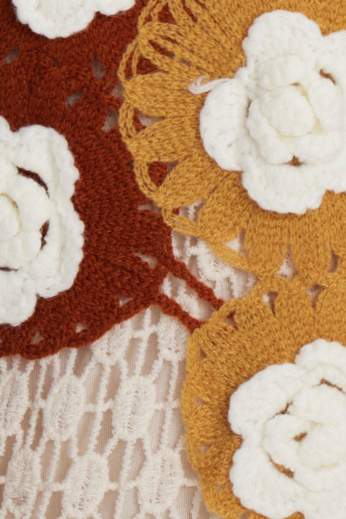 Iorwerth Crochet Flower Top In Brown