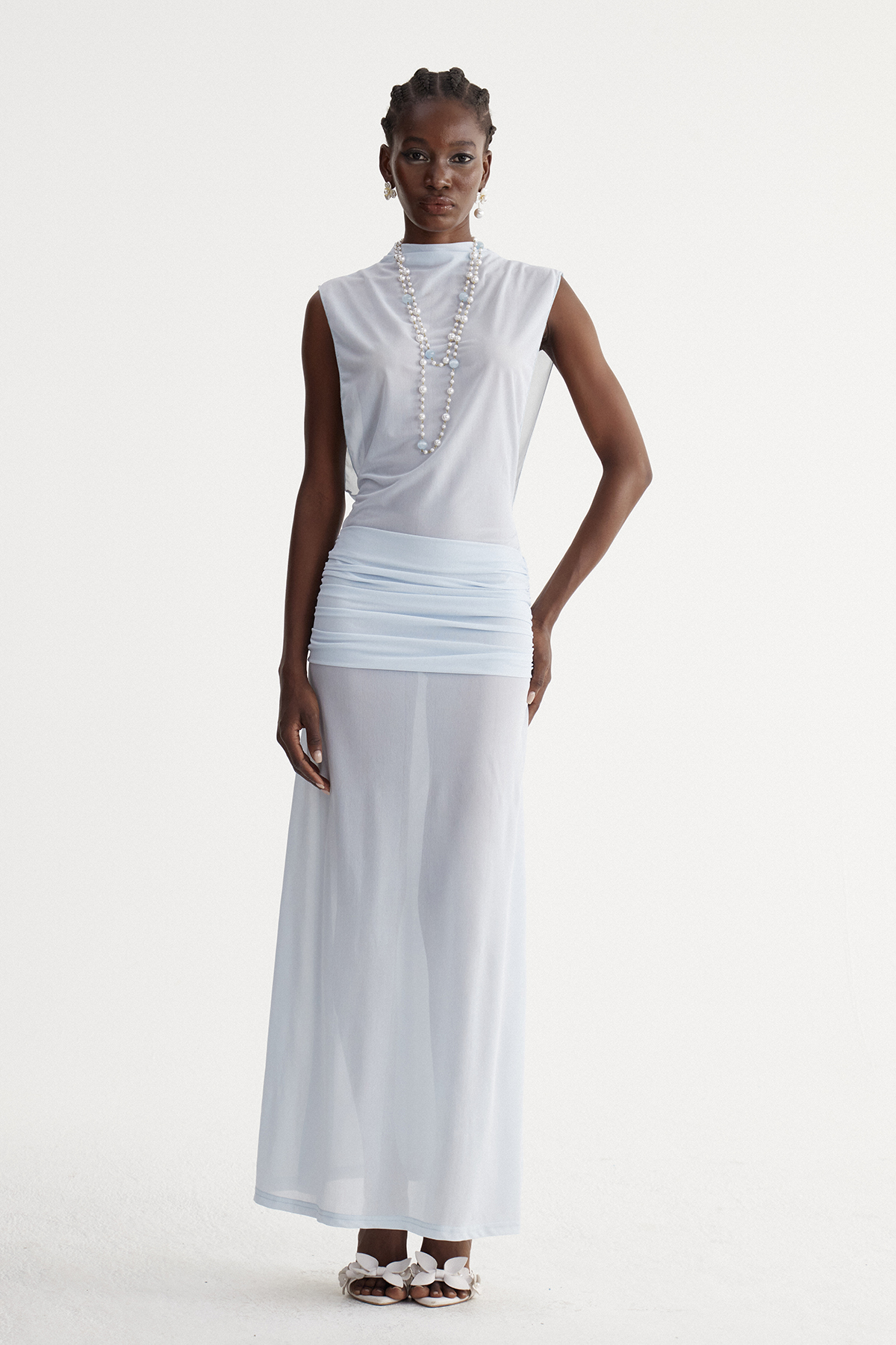 Iosif Sleeveless Mesh Maxi Dress