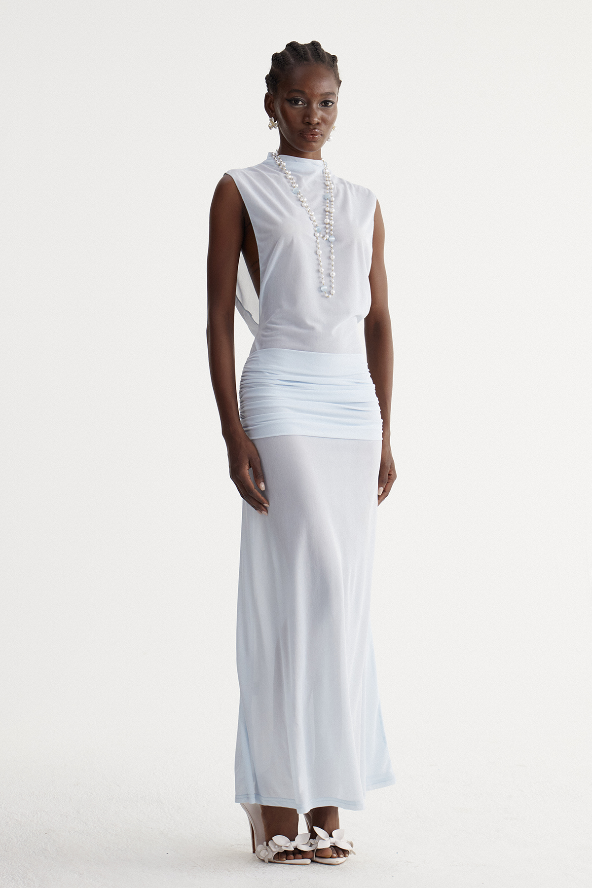 Iosif Sleeveless Mesh Maxi Dress