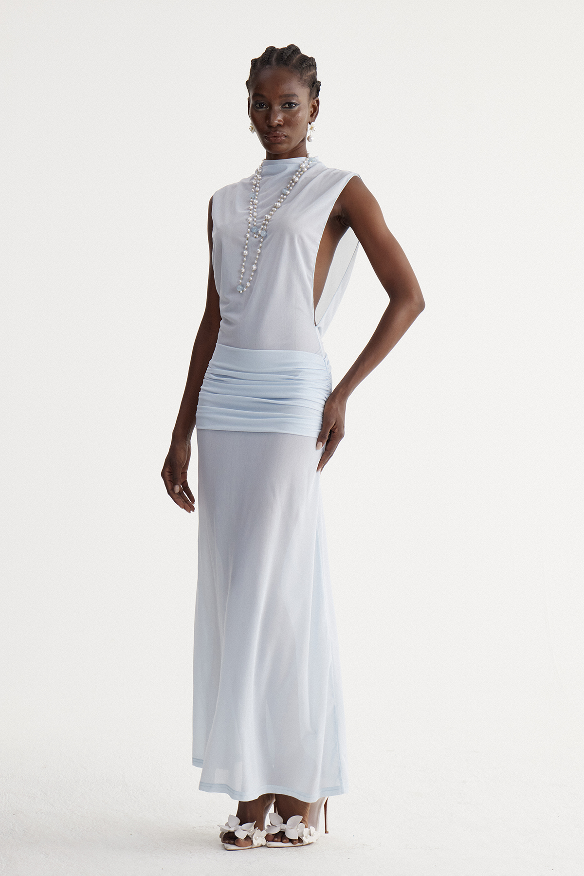 Iosif Sleeveless Mesh Maxi Dress