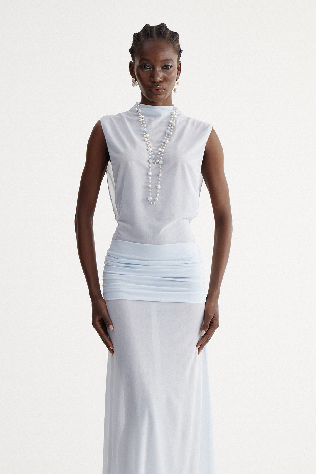 Iosif Sleeveless Mesh Maxi Dress