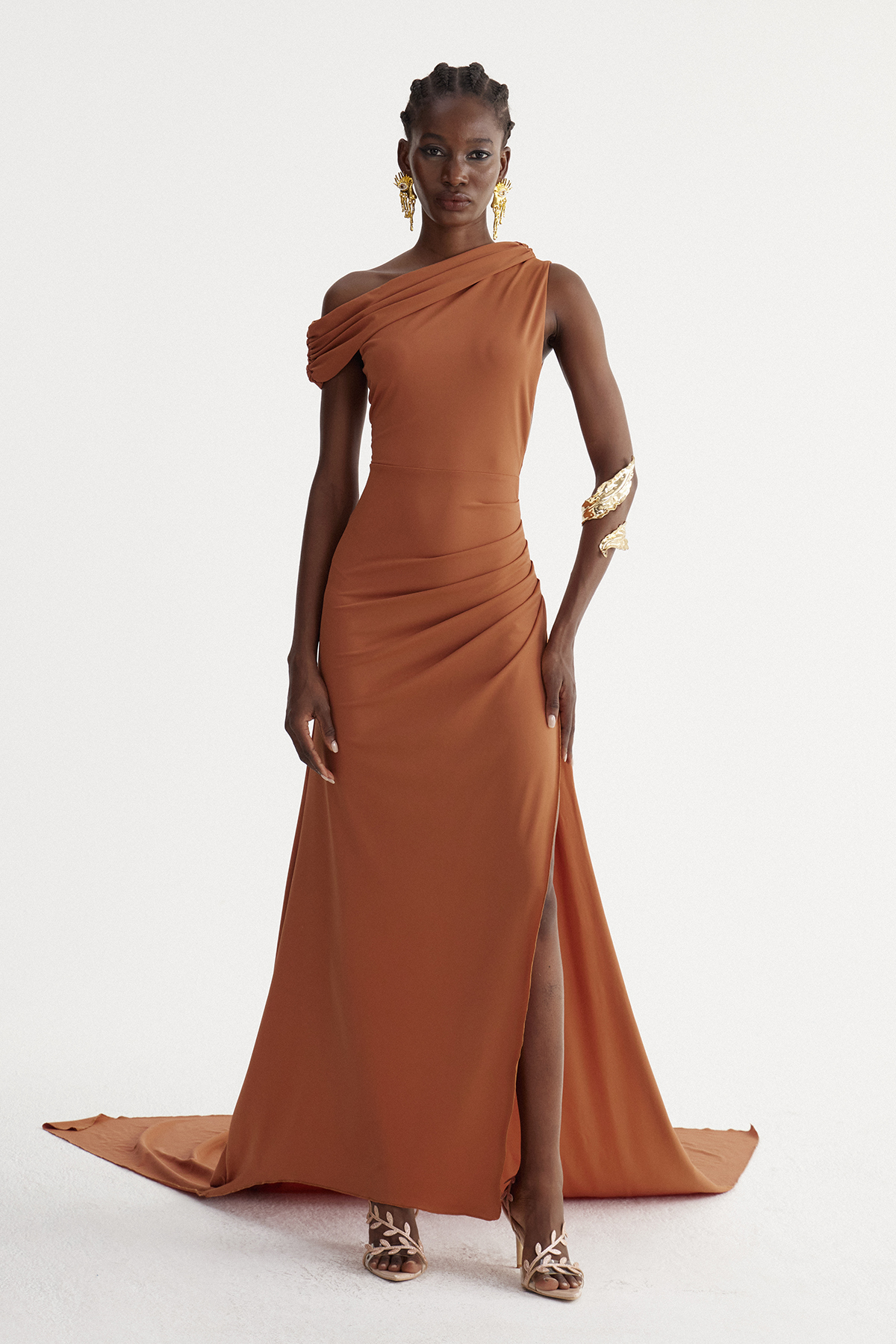 Iou One Shoulder Split Maxi Dress