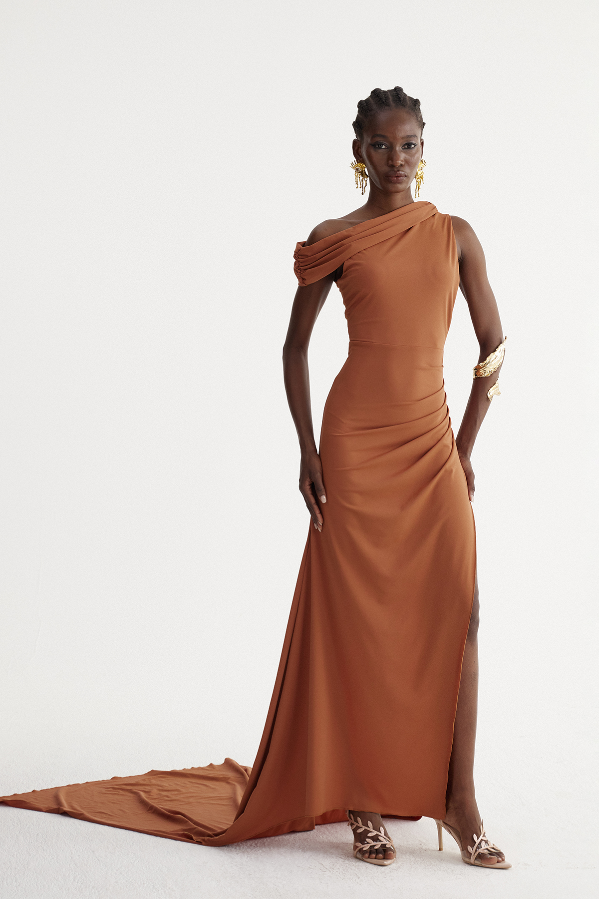 Iou One Shoulder Split Maxi Dress