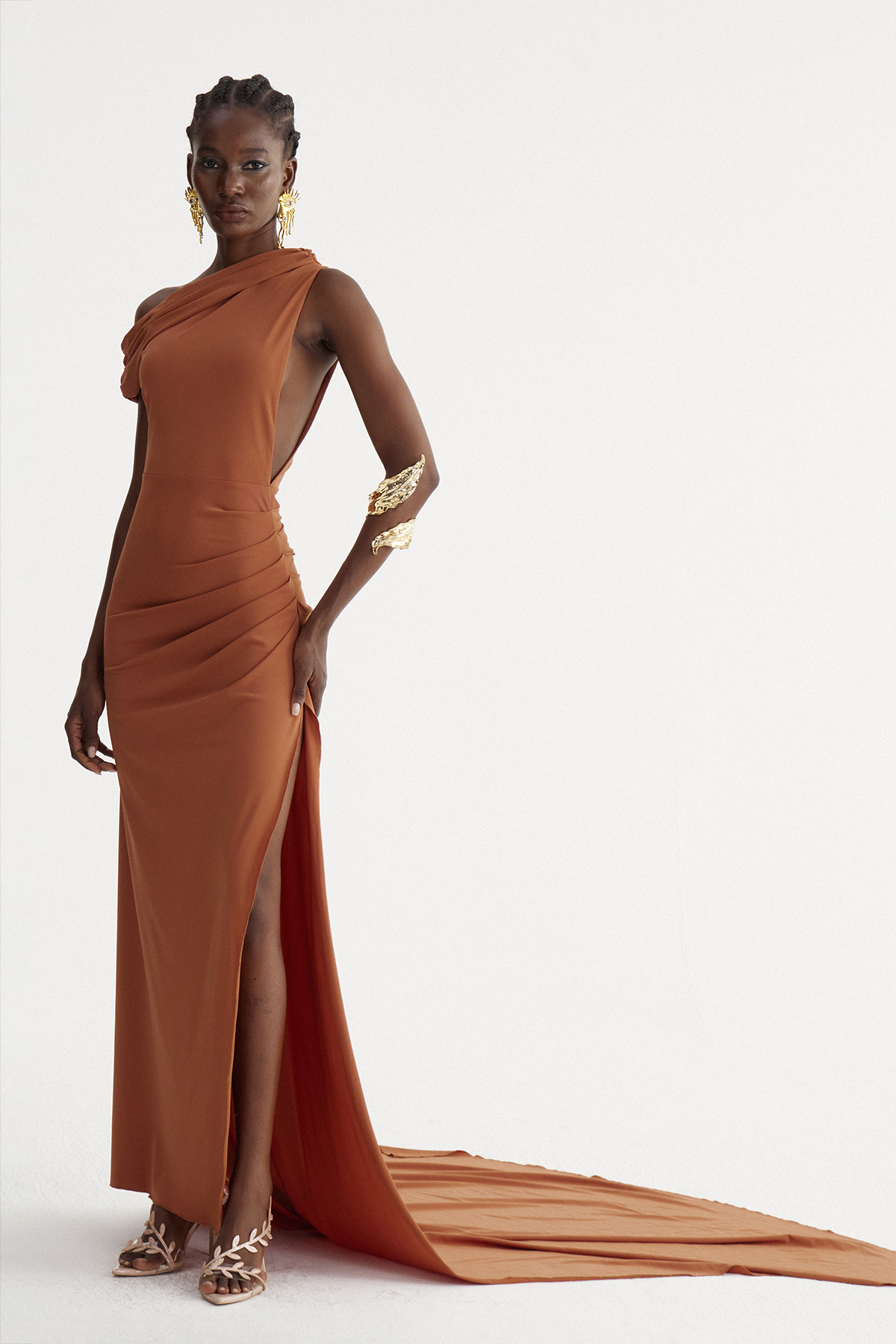 Iou One Shoulder Split Maxi Dress