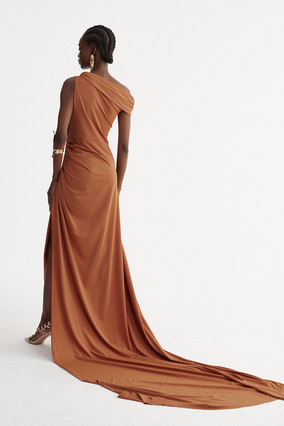 Iou One Shoulder Split Maxi Dress