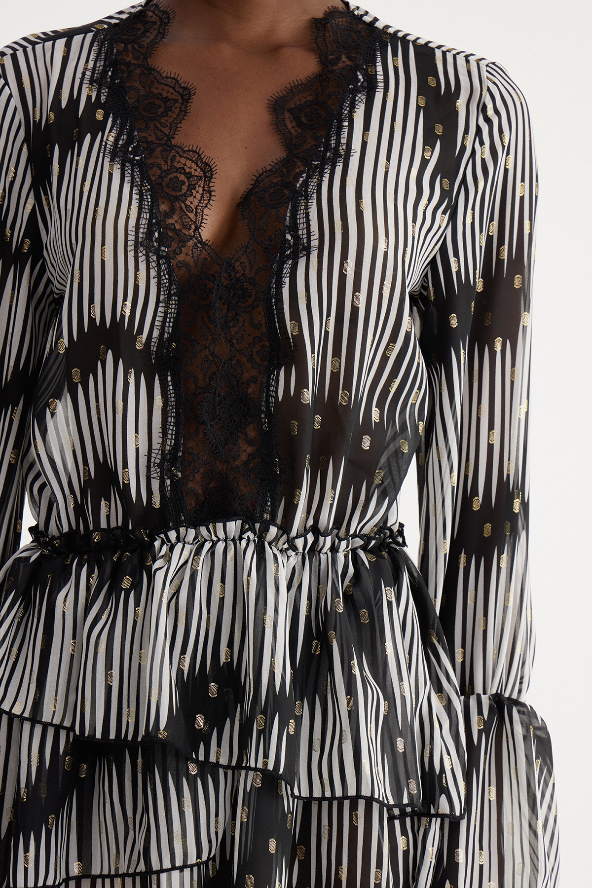 Iouda Lace Tiered Mini Dress