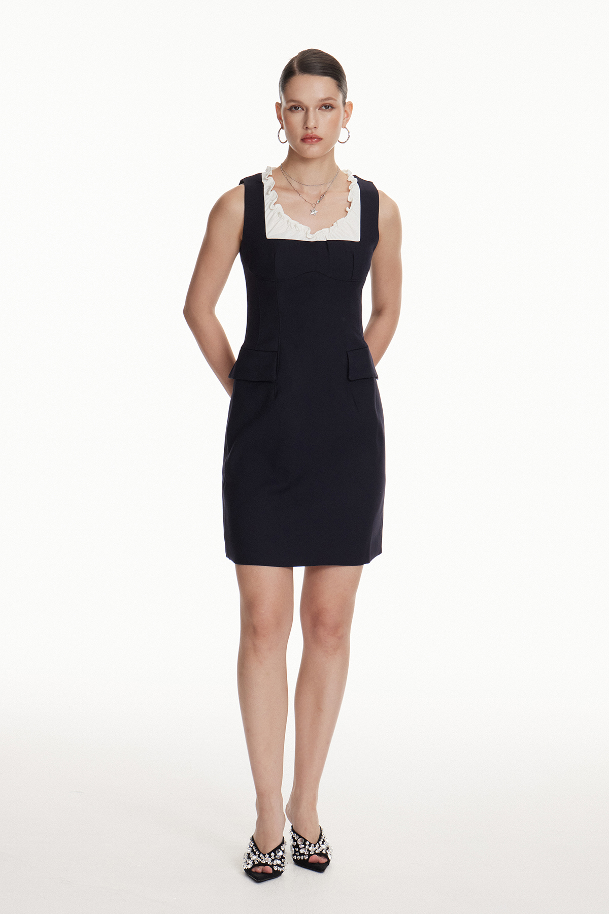 Ioudith Colorblock Ruch Mini Dress