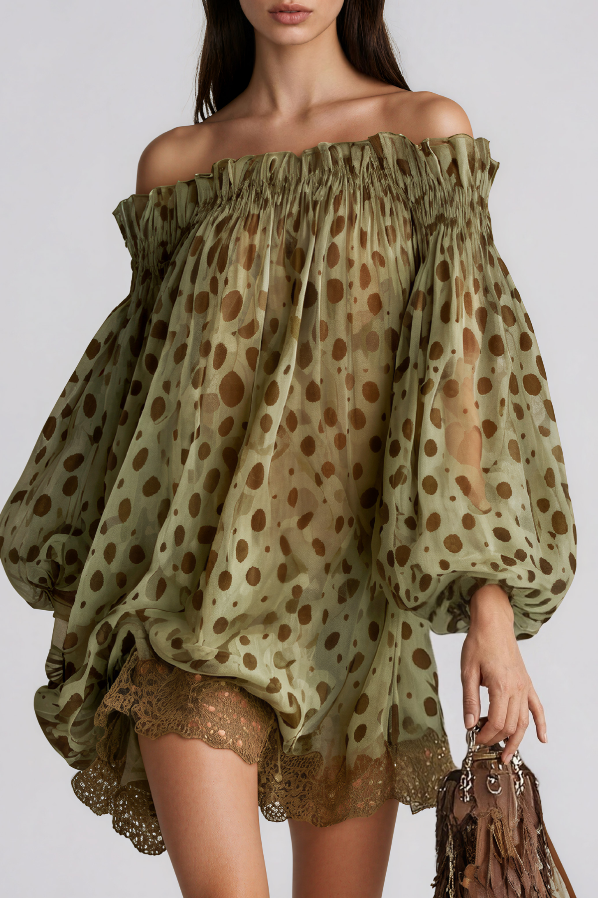 Iovita Off Shoulder Print Mini Dress