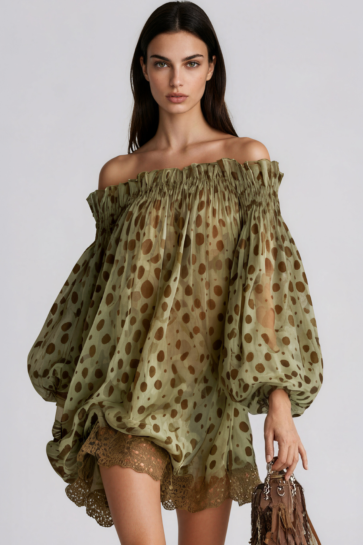 Iovita Off Shoulder Print Mini Dress