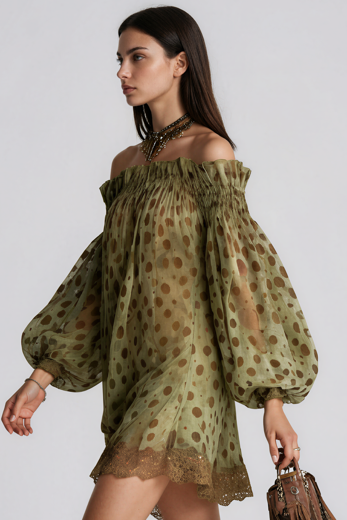 Iovita Off Shoulder Print Mini Dress