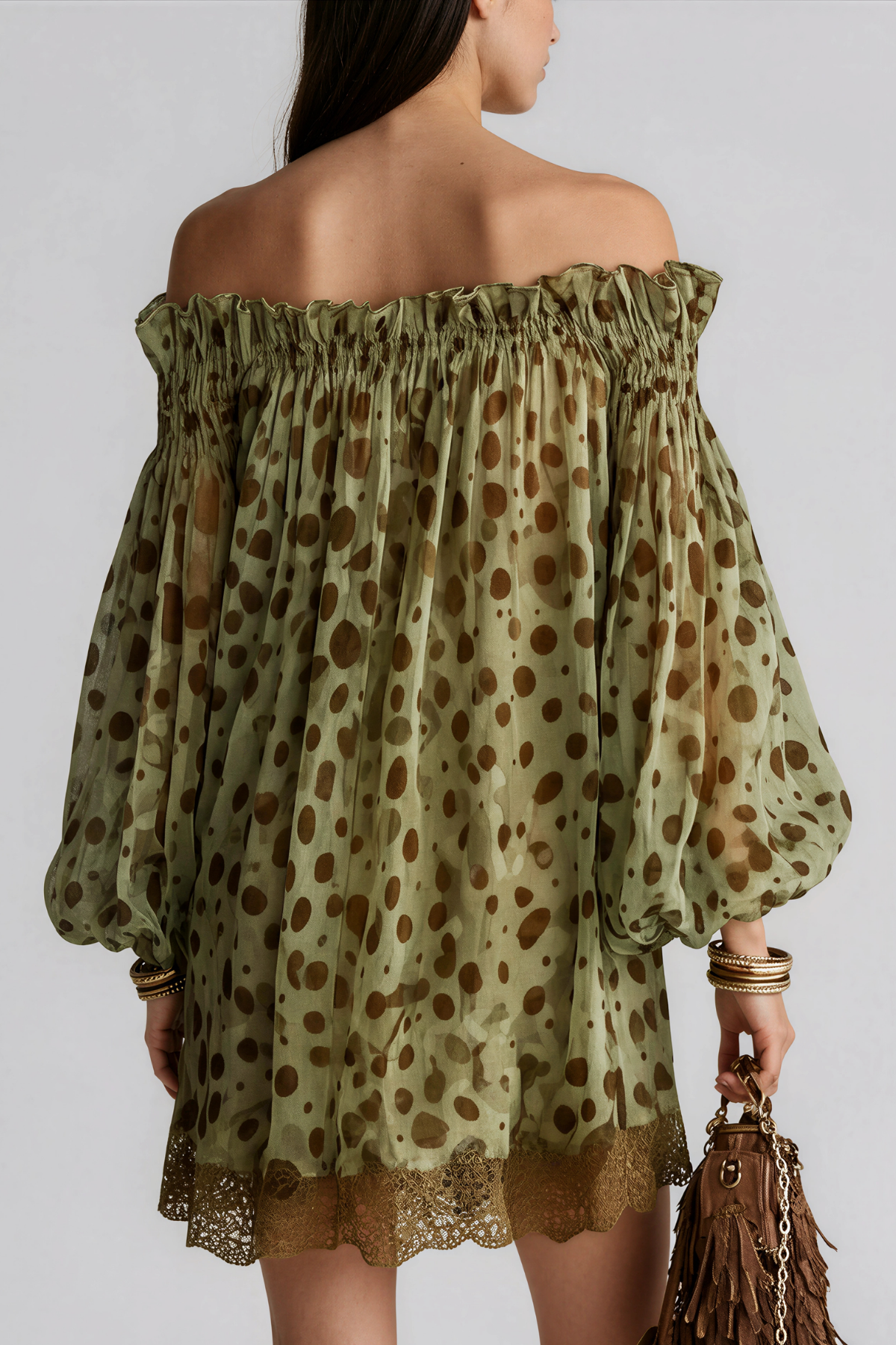 Iovita Off Shoulder Print Mini Dress