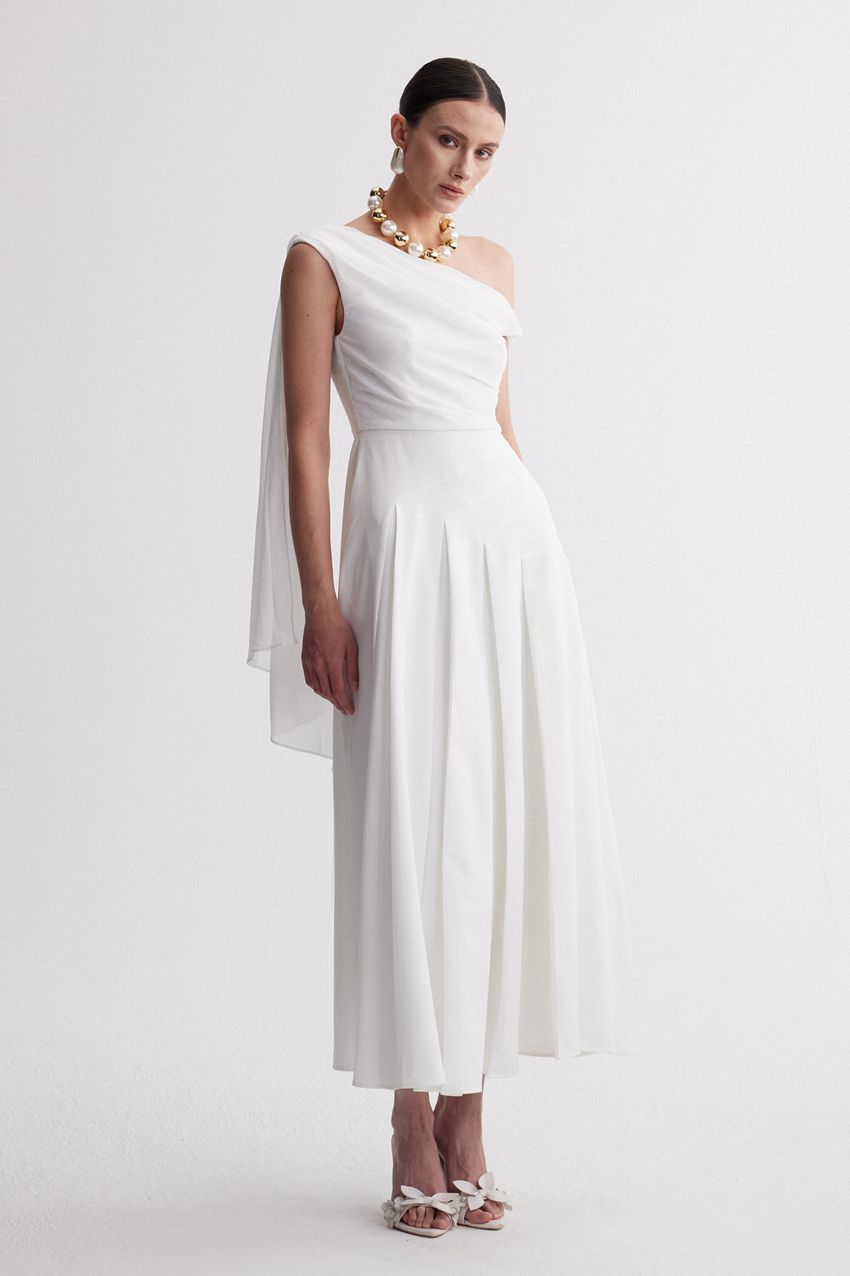 Ipek One Shoulder Fringe Maxi Dress