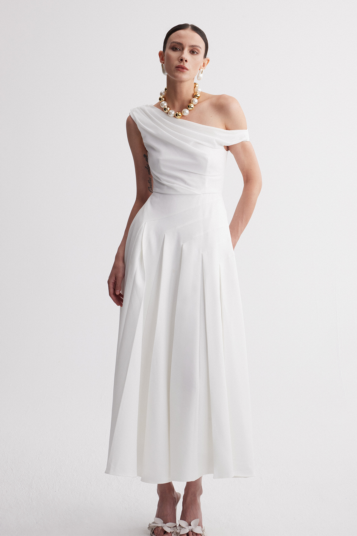 Ipek One Shoulder Fringe Maxi Dress