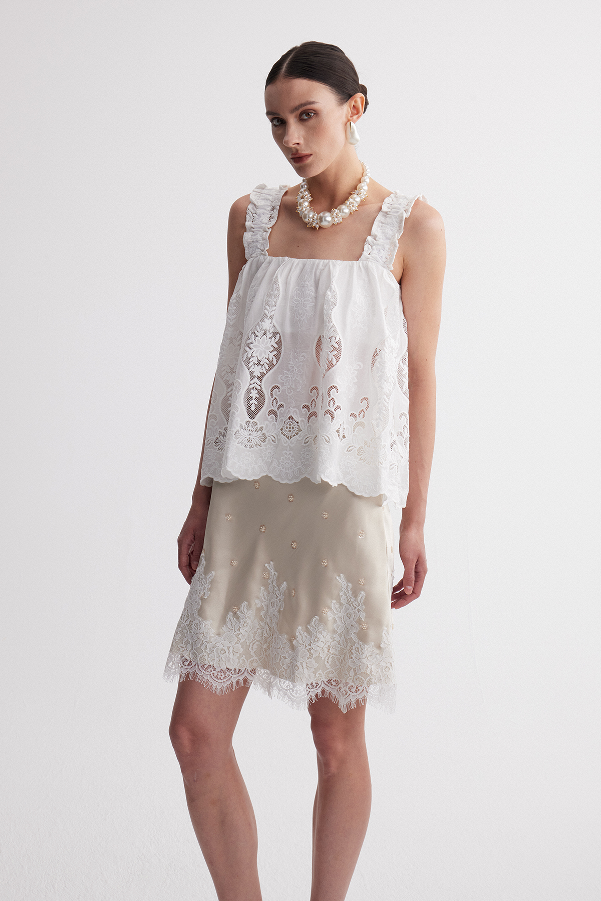 Iphigeneia Sleeveless Lace Top