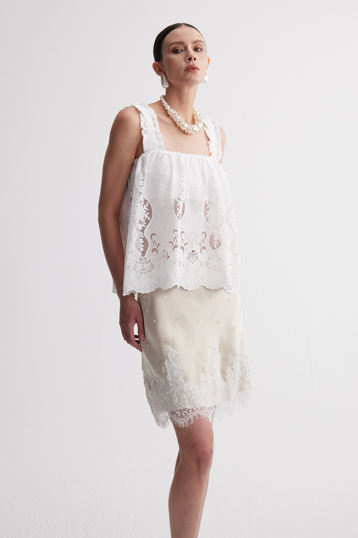 Iphigeneia Sleeveless Lace Top