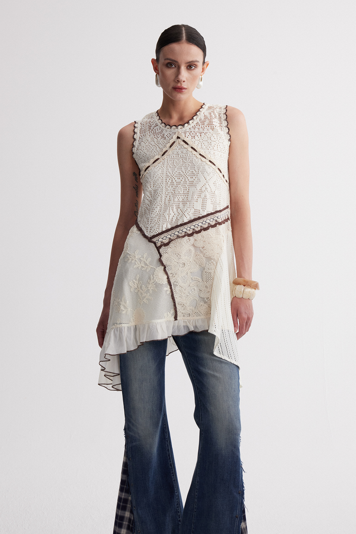 Ippolita Deconstruct Lace Ruffle Top