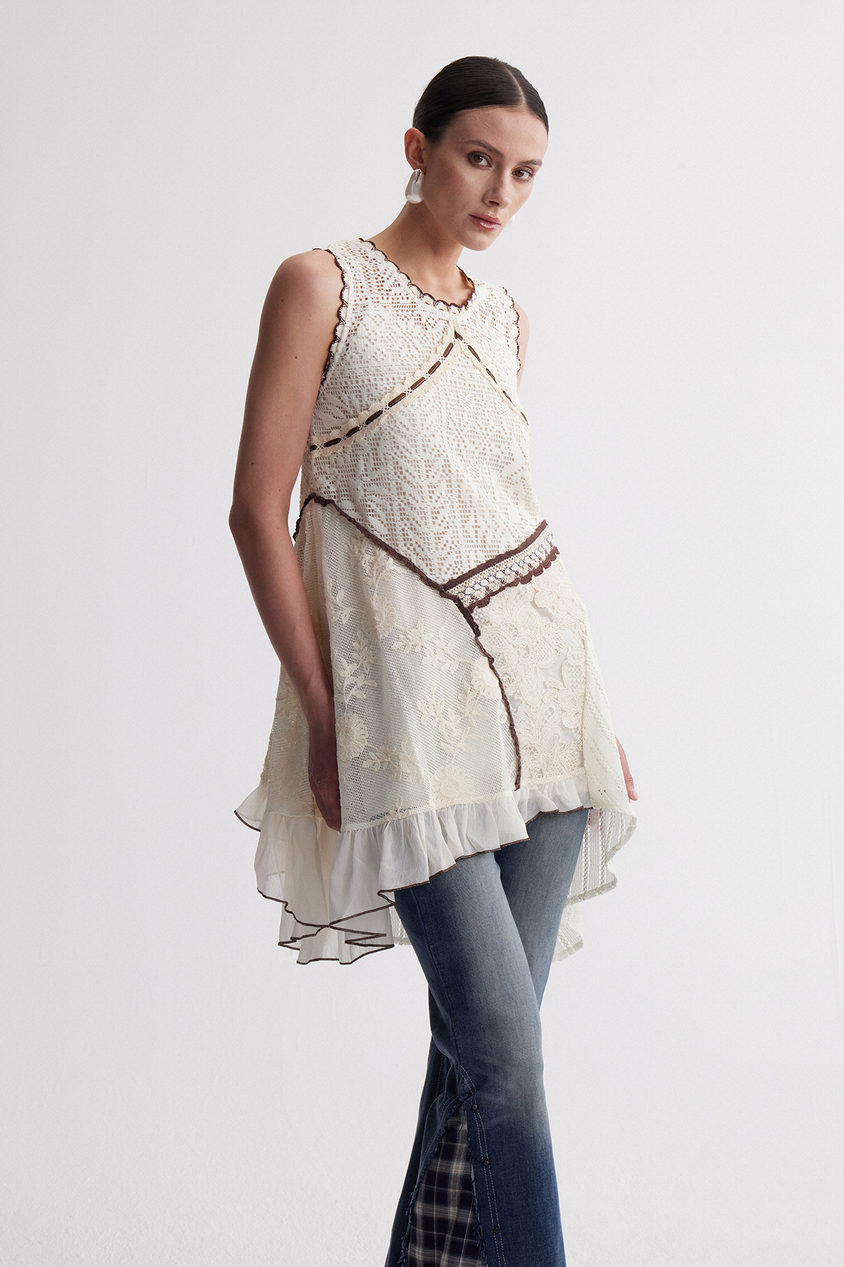 Ippolita Deconstruct Lace Ruffle Top