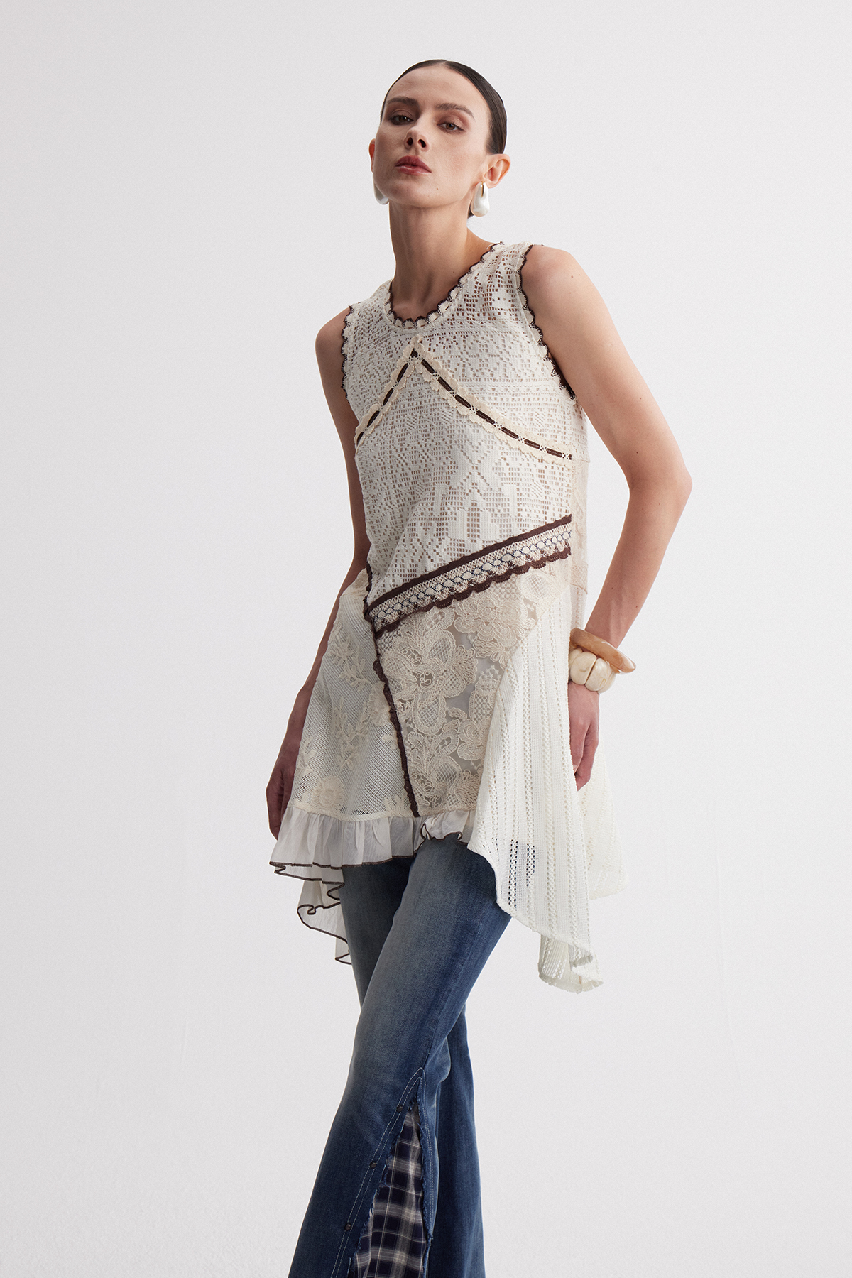 Ippolita Deconstruct Lace Ruffle Top
