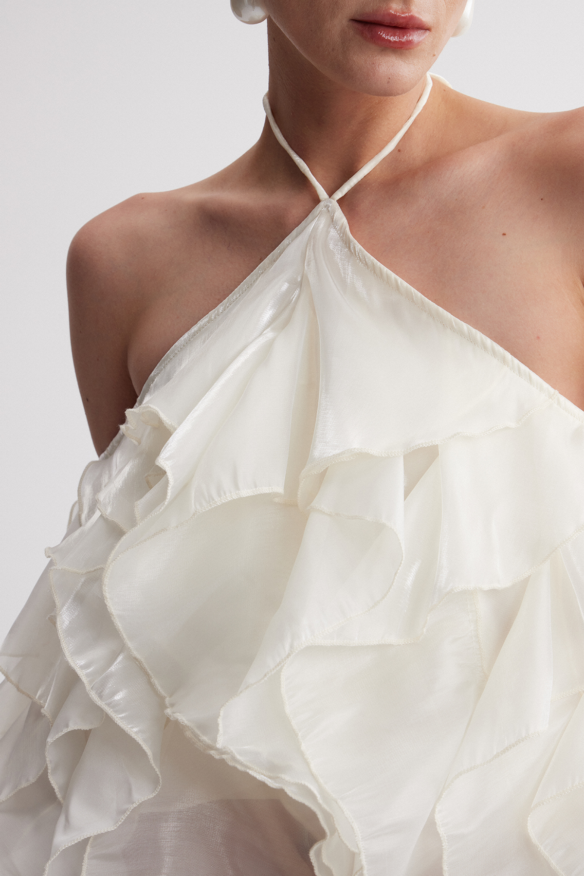 Ippolito Halter Neck Ruffle Top