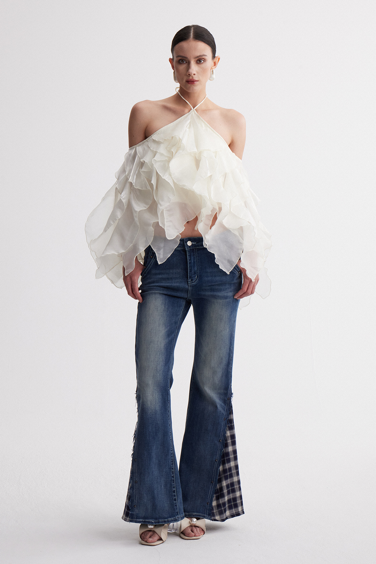 Ippolito Halter Neck Ruffle Top