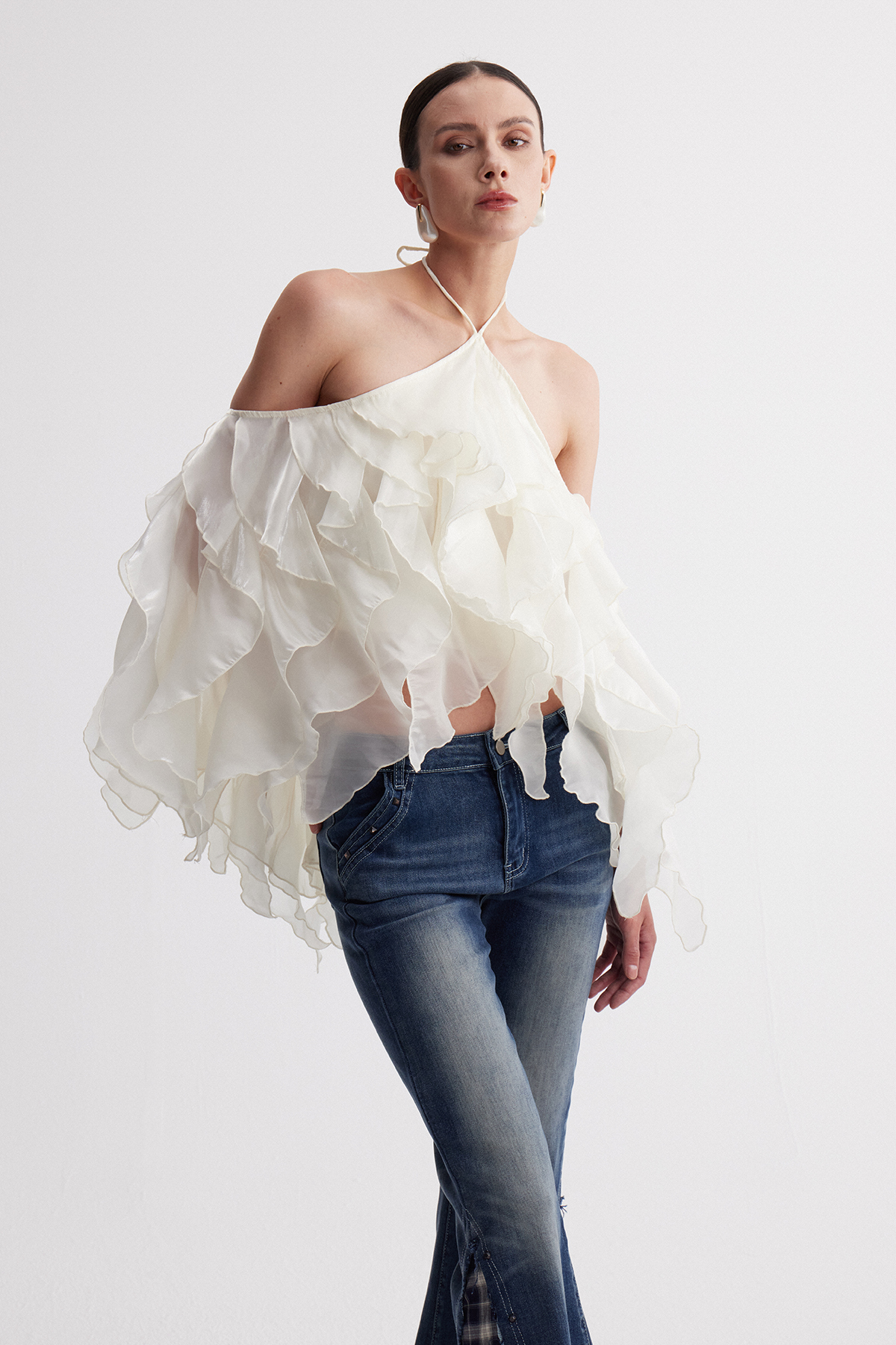 Ippolito Halter Neck Ruffle Top