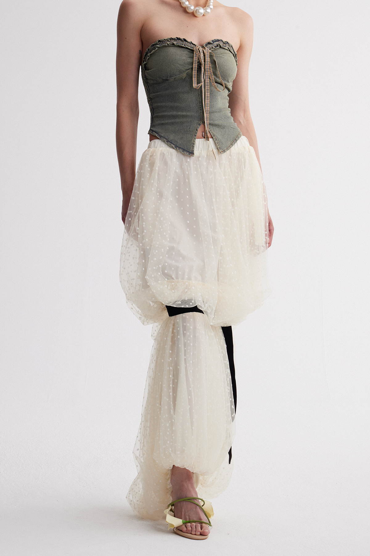 Iqaluk Dot Mesh Bubble Maxi Skirt