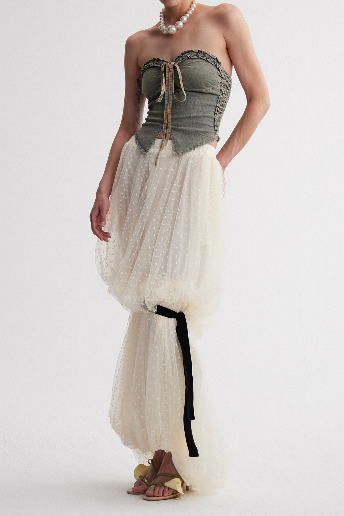 Iqaluk Dot Mesh Bubble Maxi Skirt