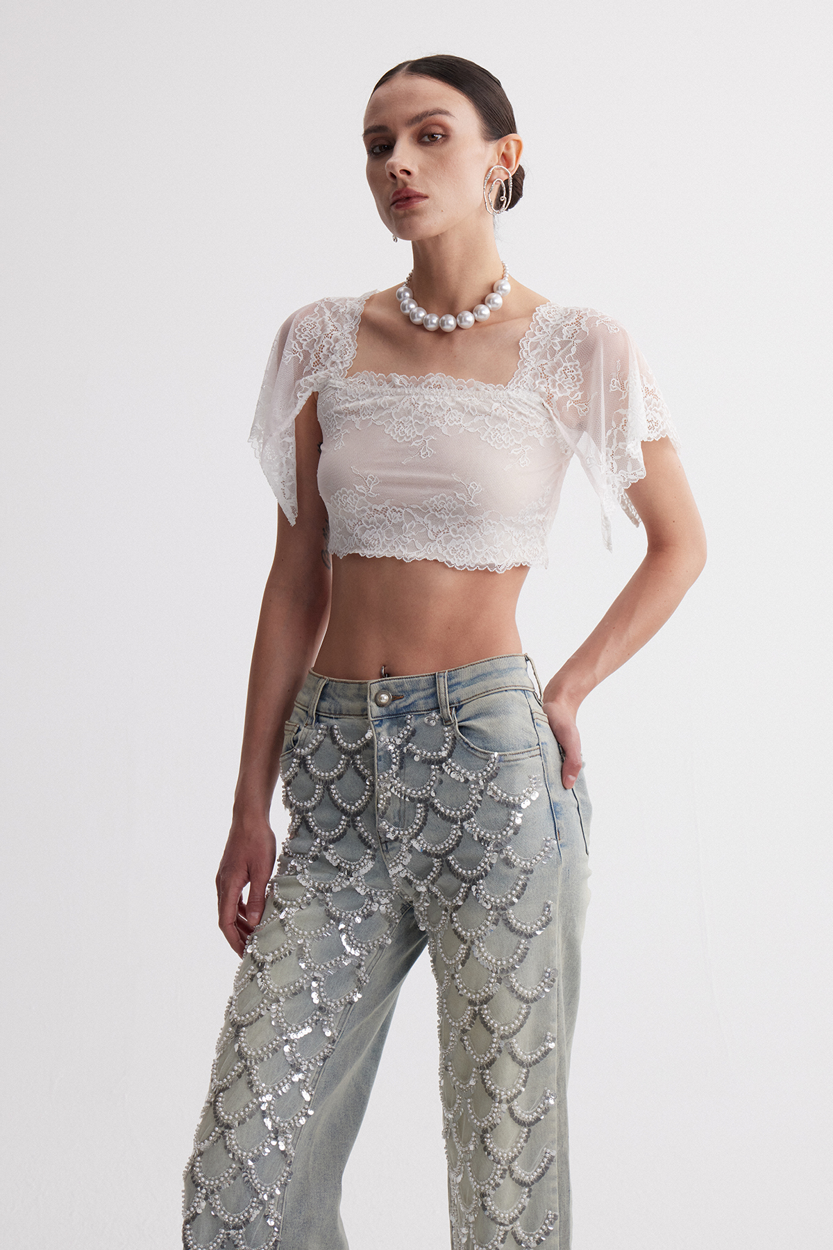 Iqbal Crop Lace Top