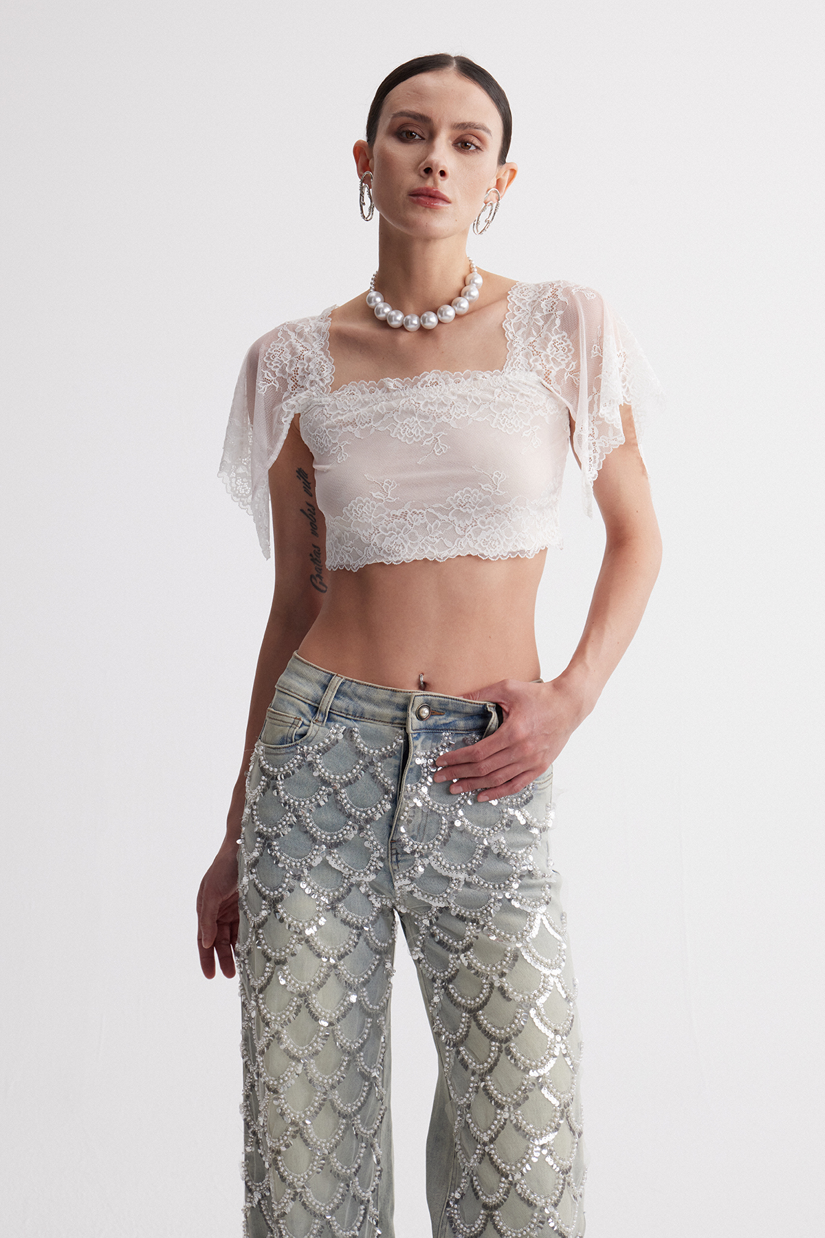 Iqbal Crop Lace Top