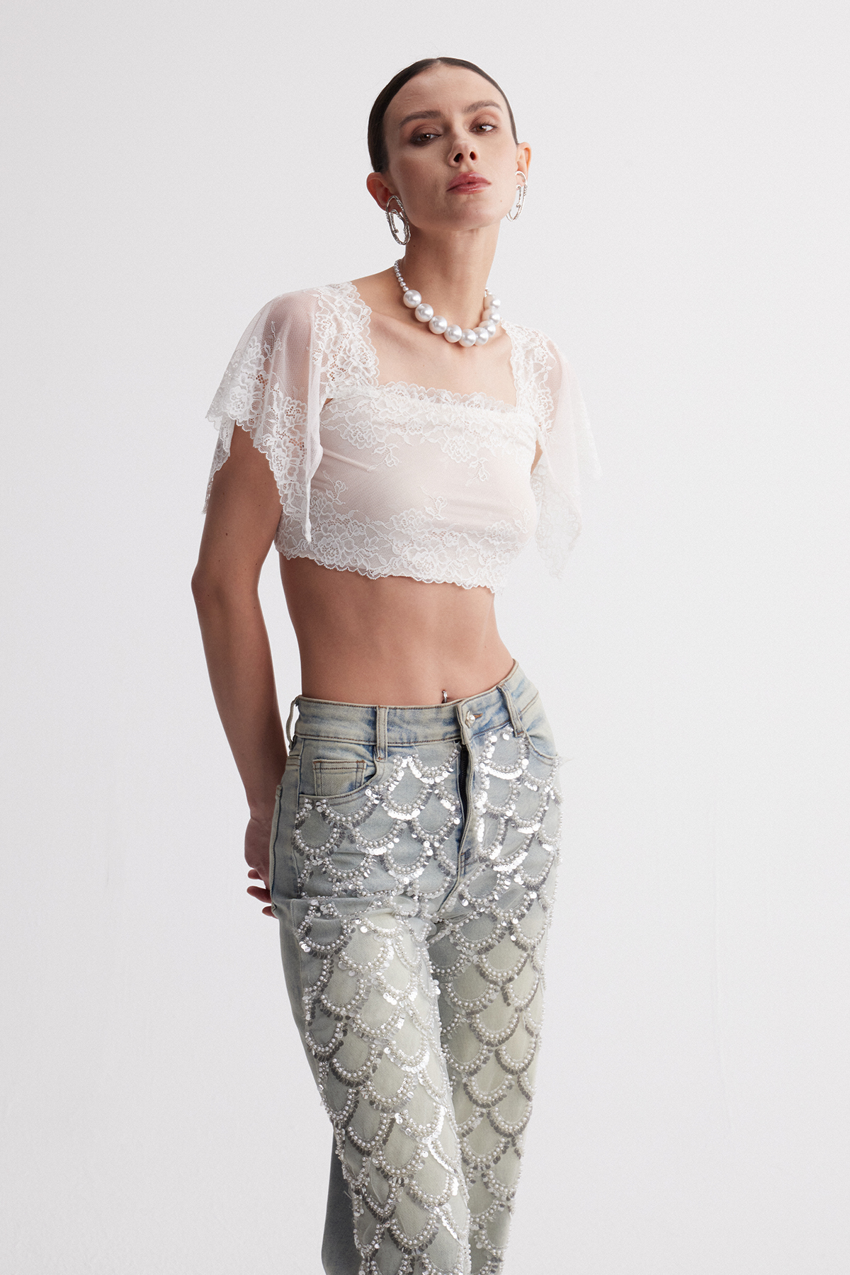 Iqbal Crop Lace Top