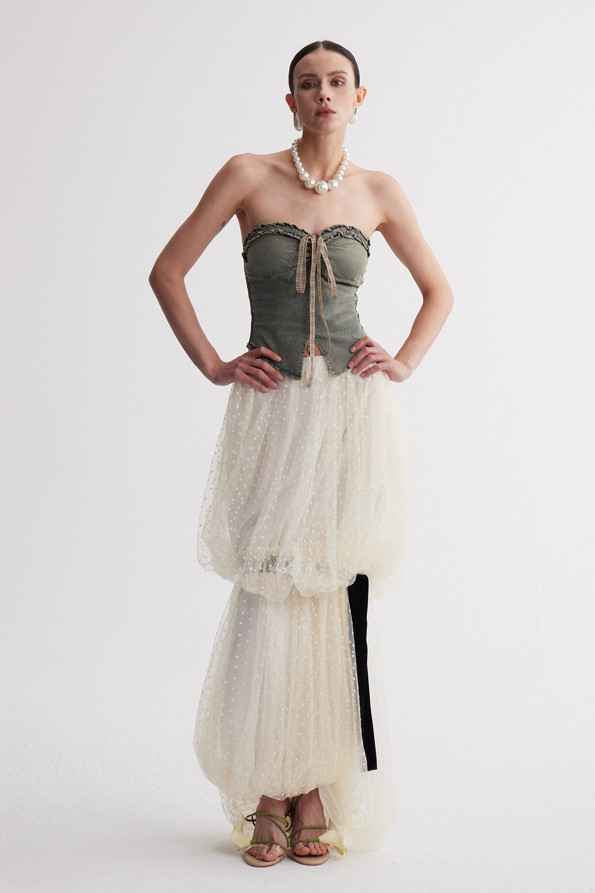 Iqaluk Dot Mesh Bubble Maxi Skirt