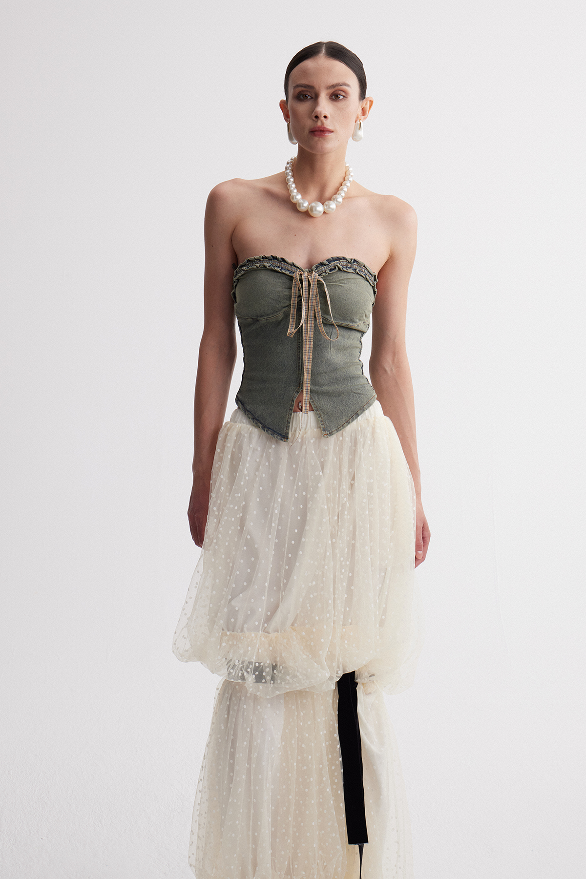 Iqra Strapless Denim Top