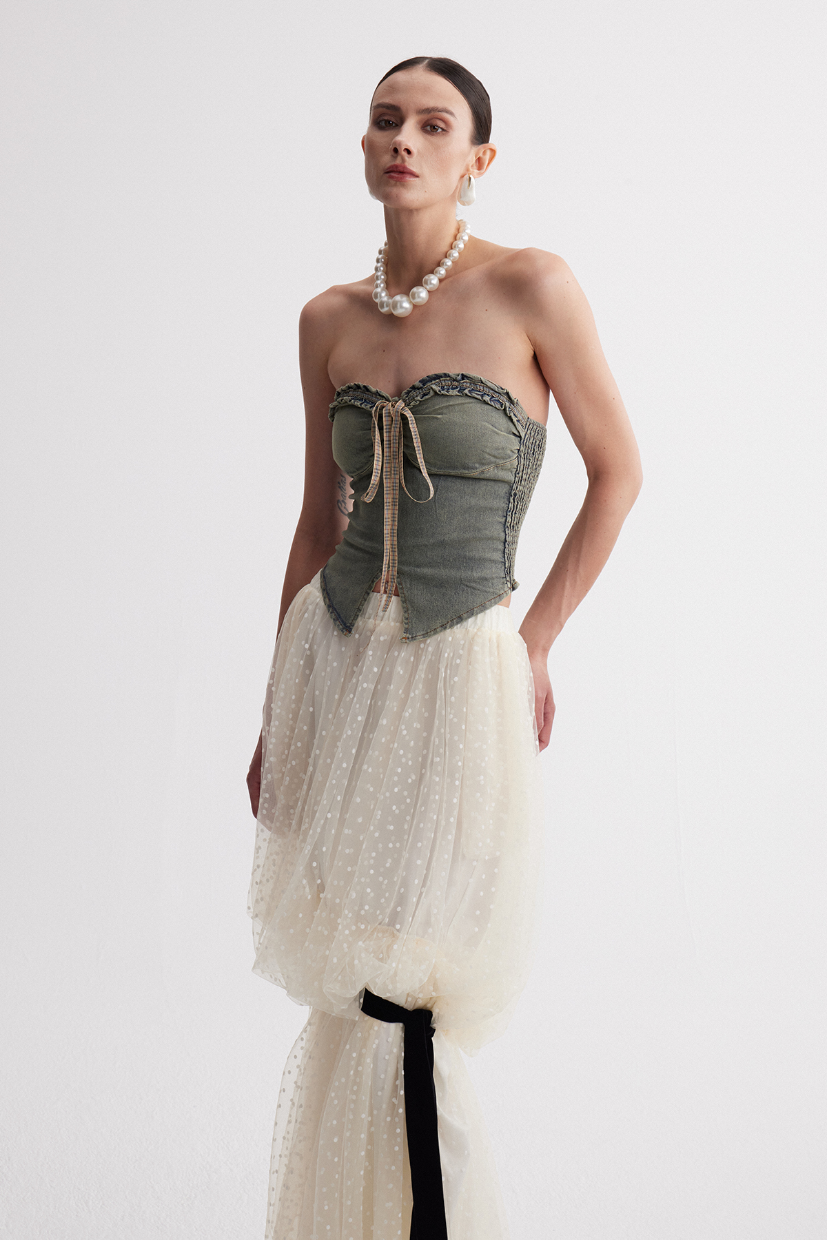 Iqra Strapless Denim Top