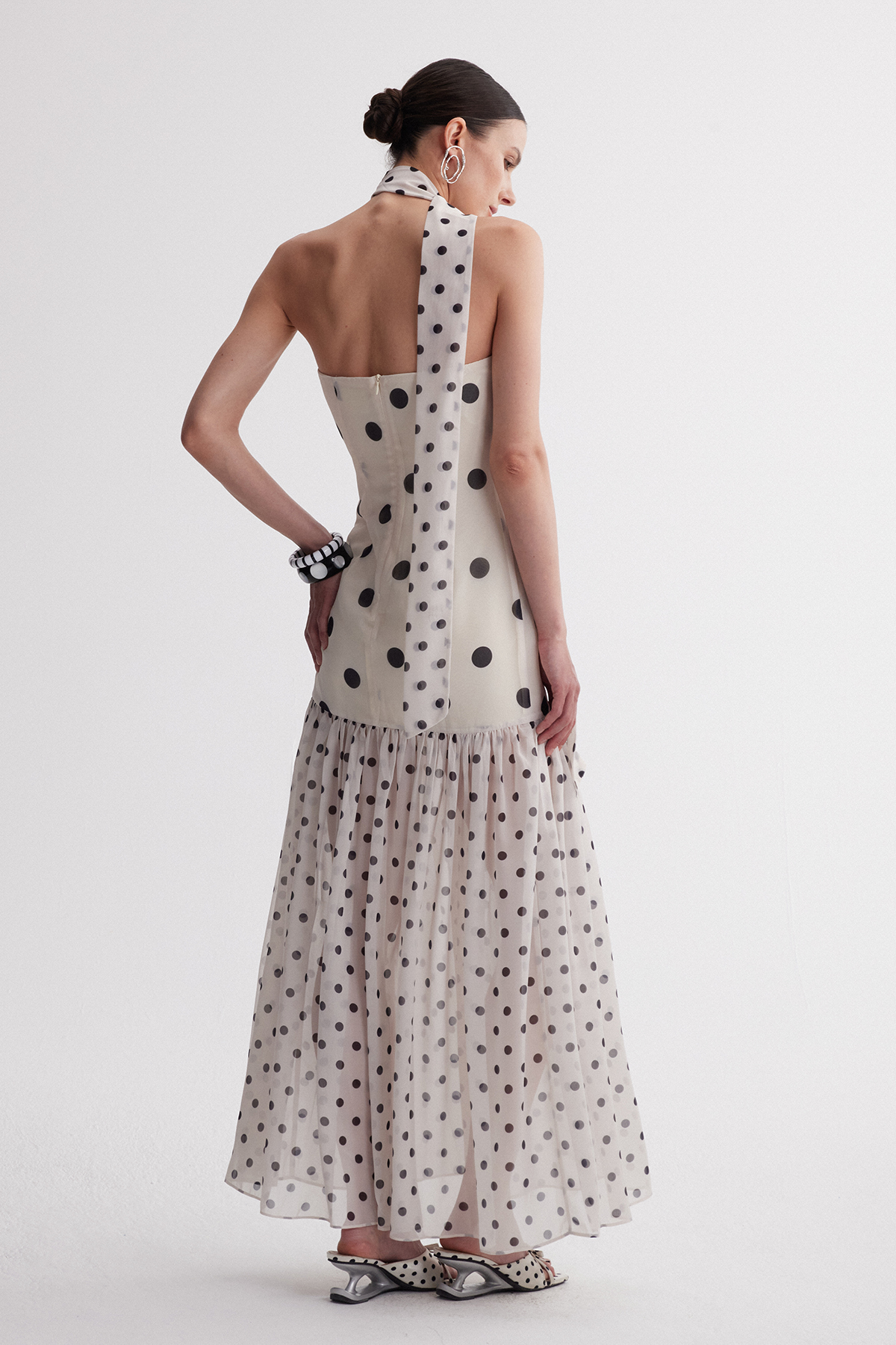 Ira Strapless Dot Scarf Maxi Dress