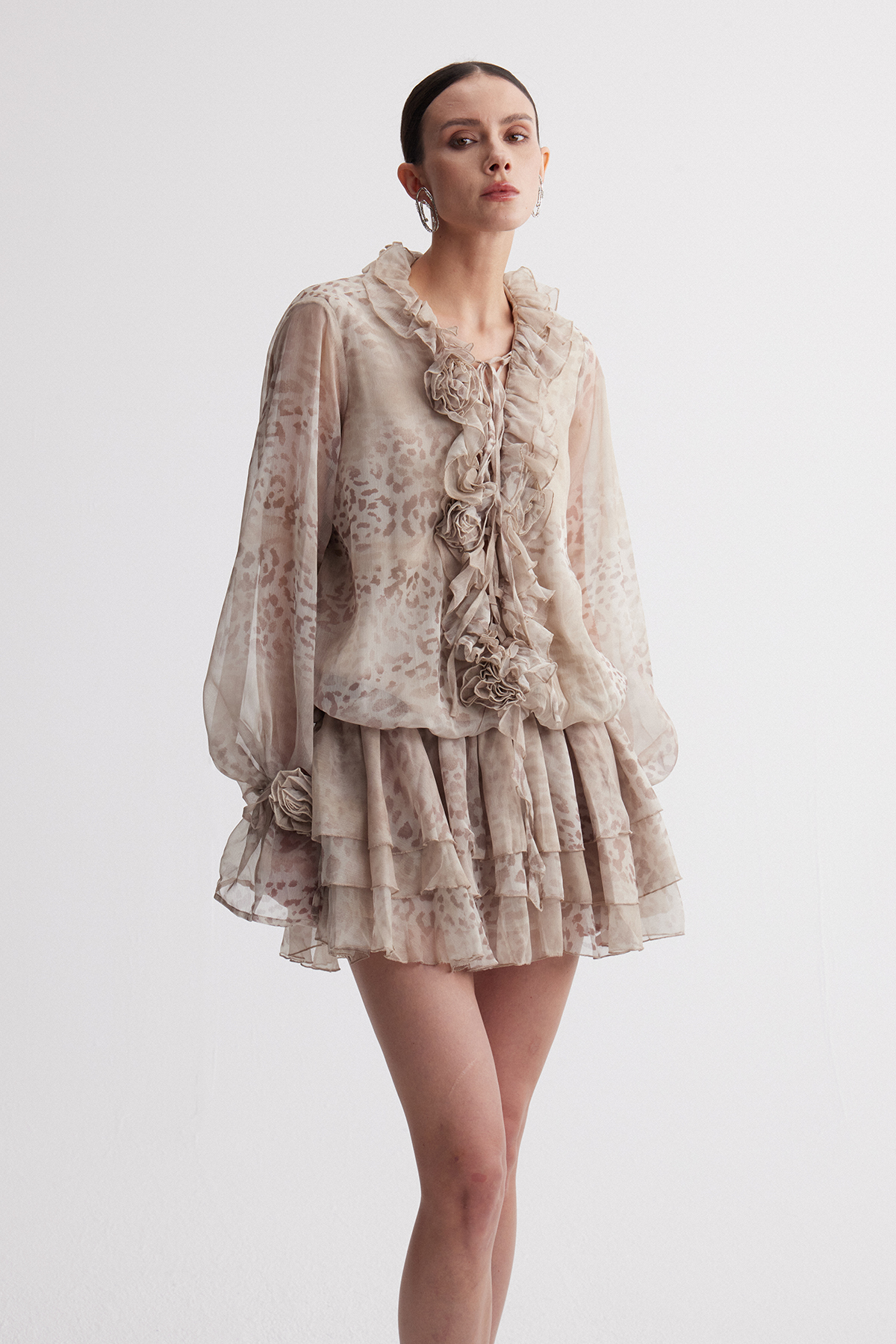 Iraci Leopard Flower Mini Dress
