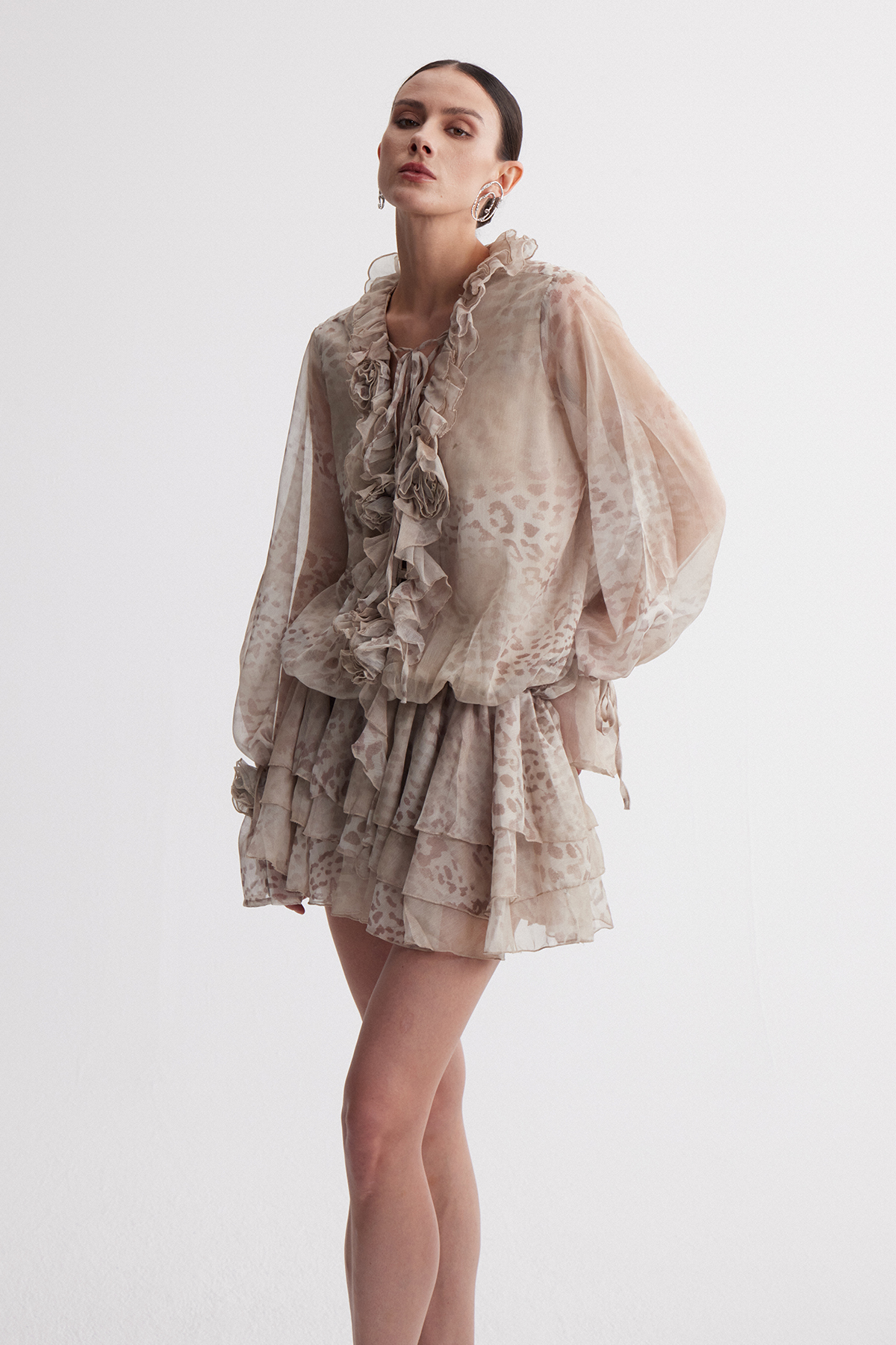 Iraci Leopard Flower Mini Dress