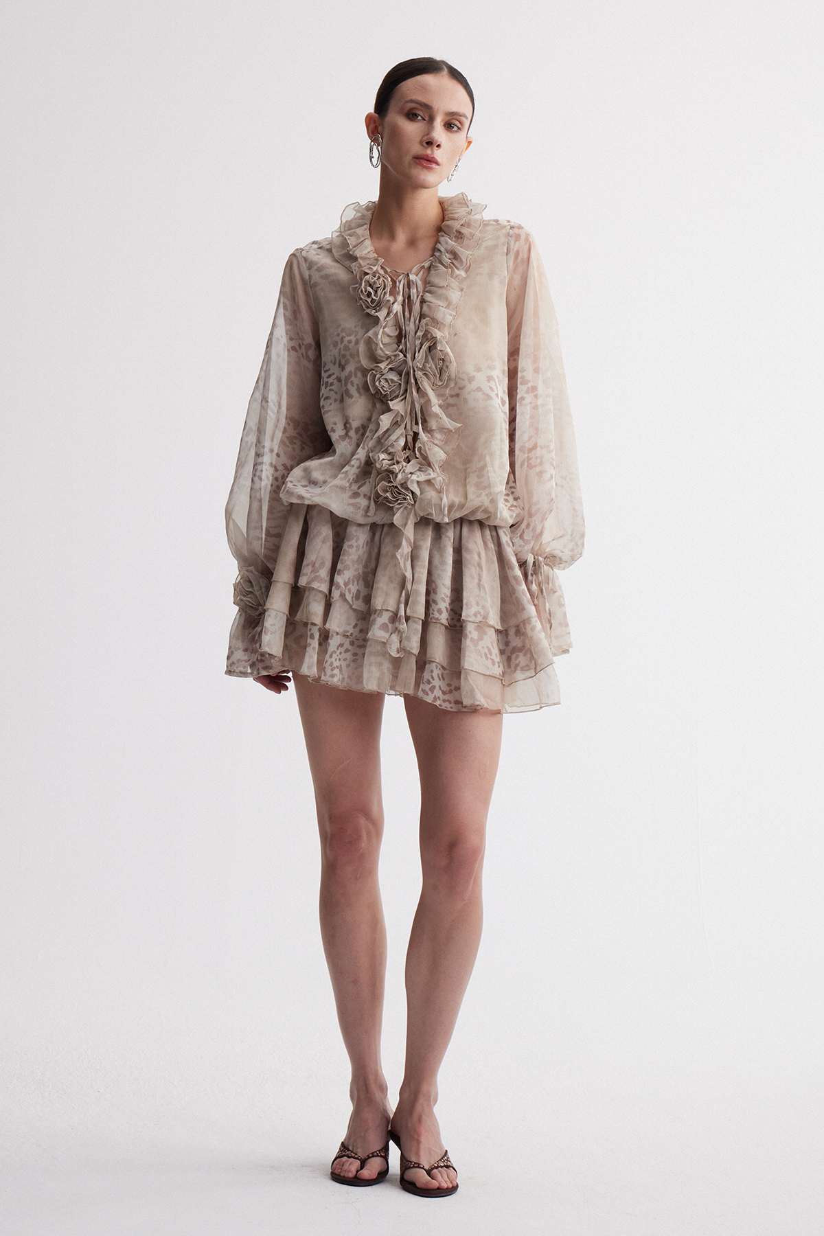 Iraci Leopard Flower Mini Dress