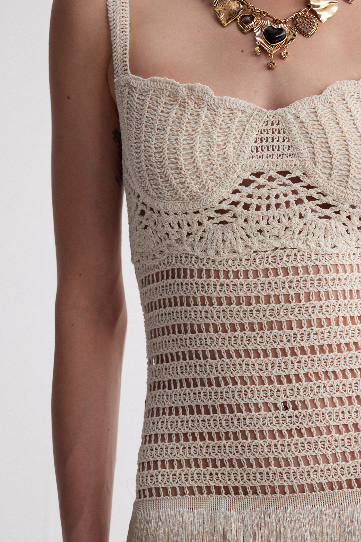 Iraia Crochet Fringe Maxi Dress